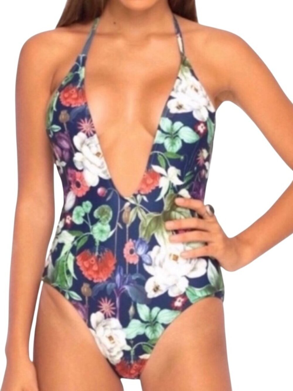 Motel Rocks Sunny Day Floral Plunge One Piece Swimsuit NWT S